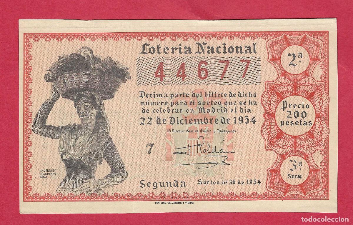 Loter&iacute;a nacional: LOTERIA SORTEO 36 DE 1954 22 DE DICIEMBRE NAVIDAD