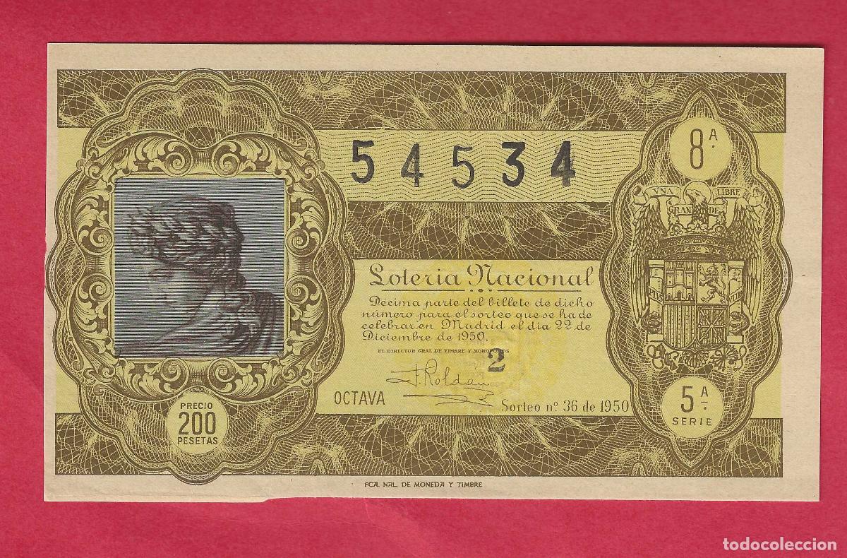 Loter&iacute;a nacional: LOTERIA SORTEO 36 DE 1950 22 DE DICIEMBRE NAVIDAD