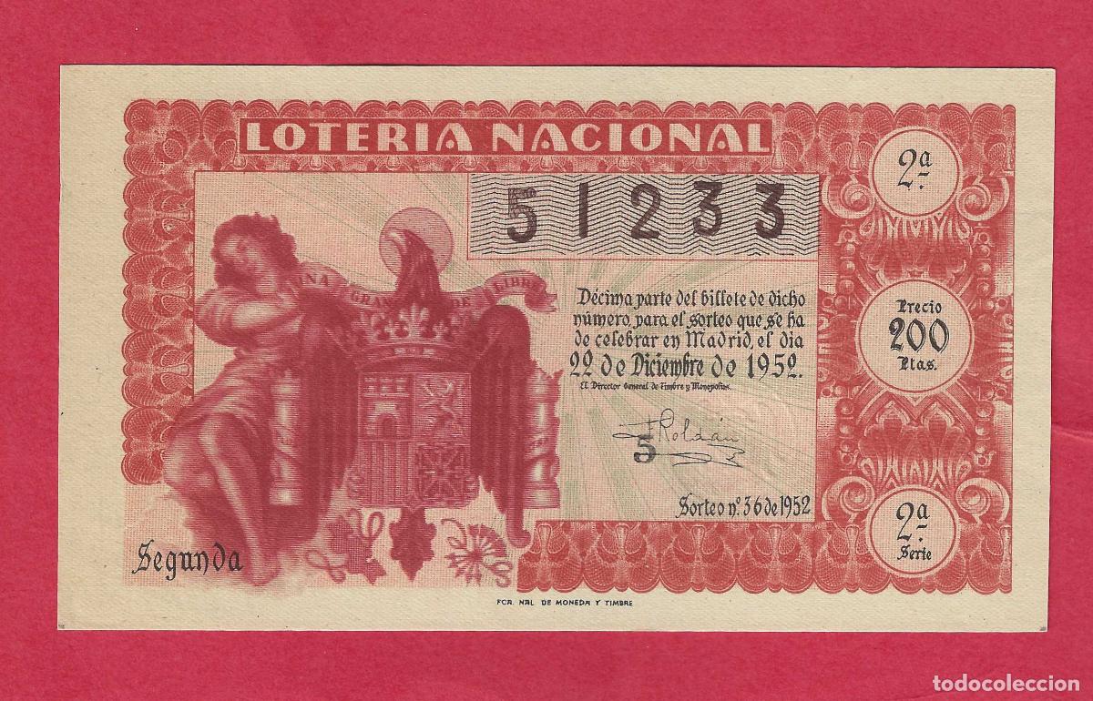Loter&iacute;a nacional: LOTERIA SORTEO 36 DE 1952 22 DE DICIEMBRE NAVIDAD