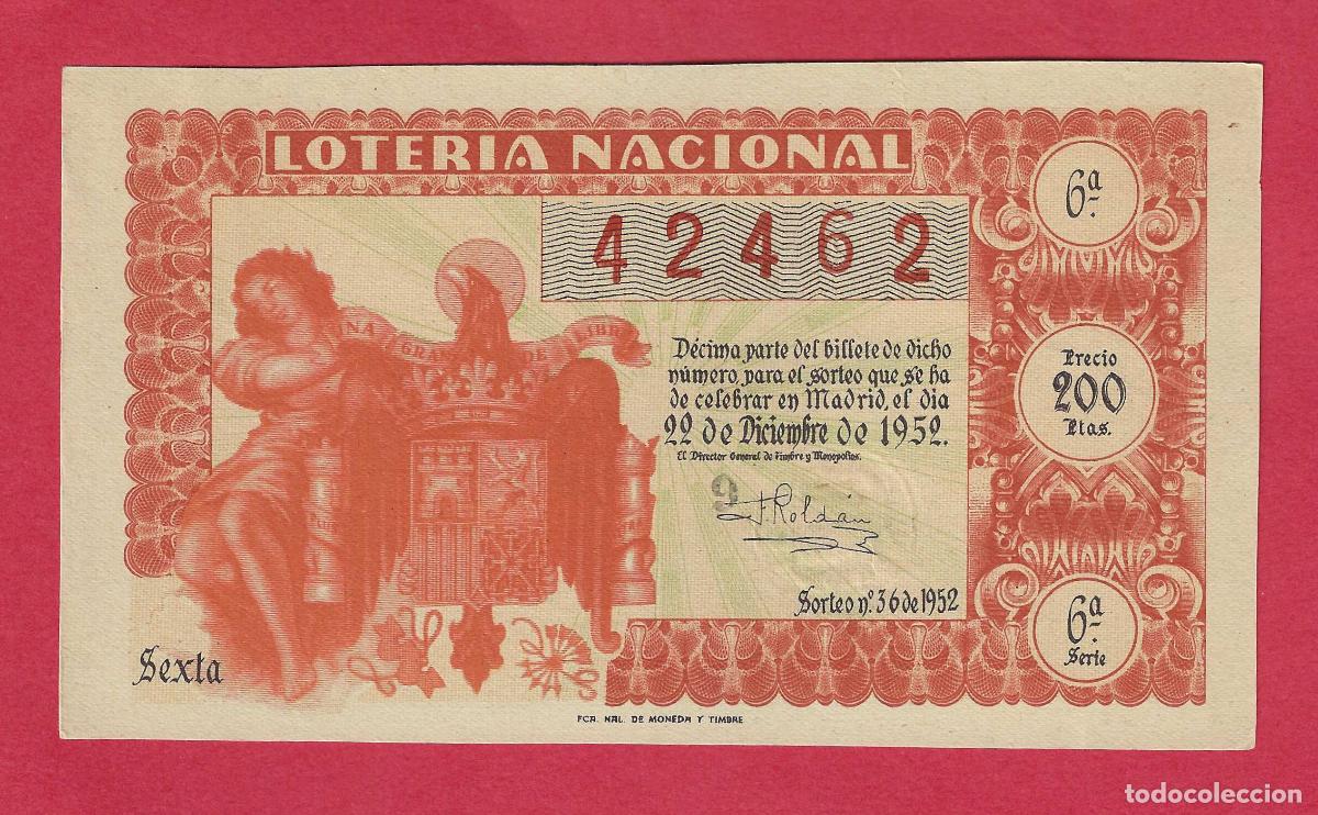 Loter&iacute;a nacional: LOTERIA SORTEO 36 DE 1952 22 DE DICIEMBRE NAVIDAD