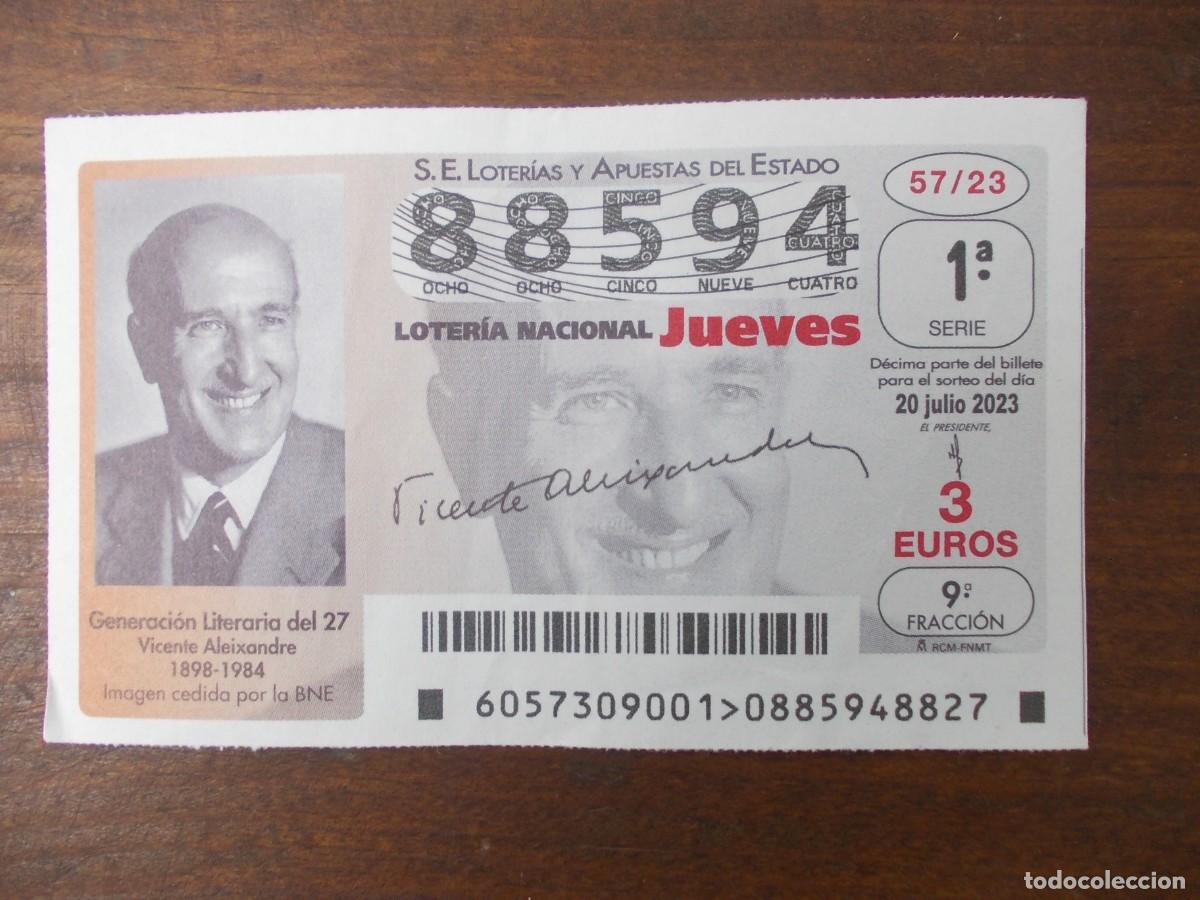 Lotaria Nacional: Loteria Nacional 20Julio 2023 Decimo Vicente Aleixandre Generacion 27 Poesia Literatura Premio Nobel