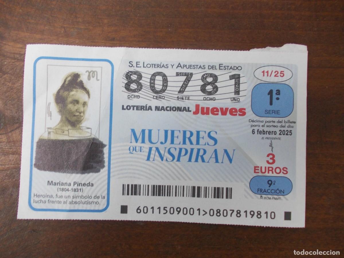 Loter&iacute;a nacional: Decimo Loteria Nacional Jueves 6 Febrero 2025 Mujeres que Inspiran Mariana Pineda Heroina Granada