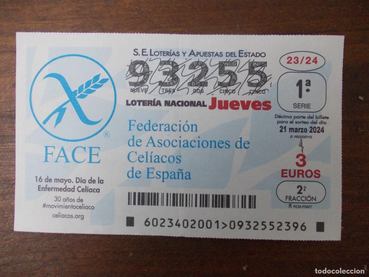 Lotaria Nacional: D&eacute;cimo Loter&iacute;a Nacional Jueves 21 marzo 2024 FACE D&iacute;a Enfermedad Cel&iacute;aca 30 a&ntilde;os movimiento cel&iacute;aco