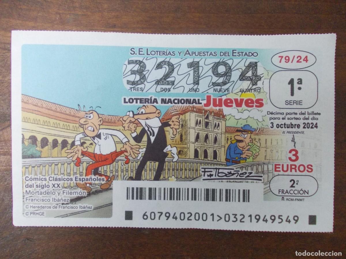 Lotaria Nacional: D&eacute;cimo Jueves 3 octubre 2024 Mortadelo y Filem&oacute;n C&oacute;mics Cl&aacute;sicos Espa&ntilde;oles siglo XX Francisco Ib&aacute;&ntilde;ez