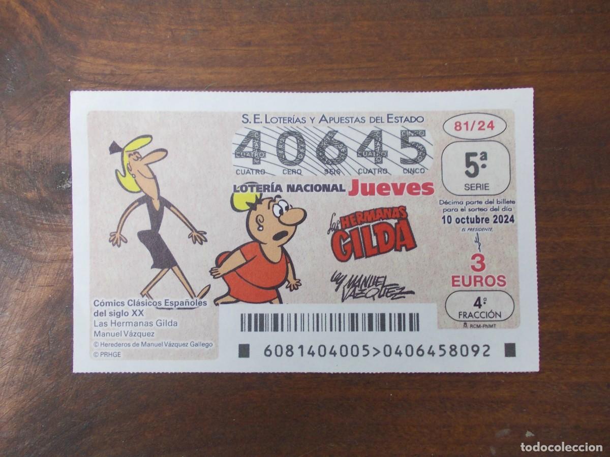 Lotaria Nacional: D&eacute;cimo Loter&iacute;a Nacional Jueves 10 octubre 2024 Las Hermanas Gilda Manuel V&aacute;zquez C&oacute;mics Cl&aacute;sicos