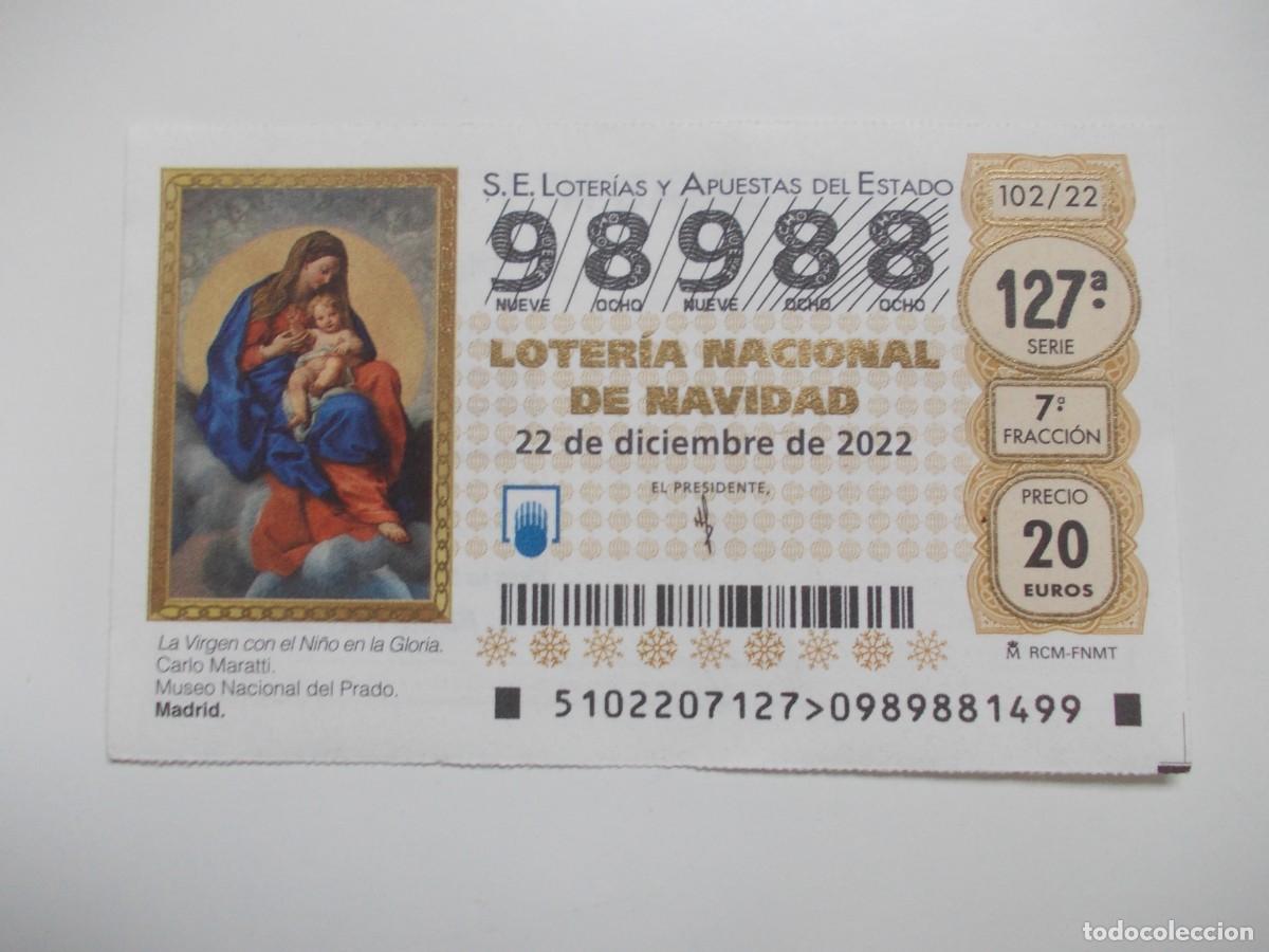 Loterie Nationale: D&eacute;cimo Loter&iacute;a Nacional Navidad 22 diciembre 2022 La Virgen con el Ni&ntilde;o en la Gloria Carlo Maratti