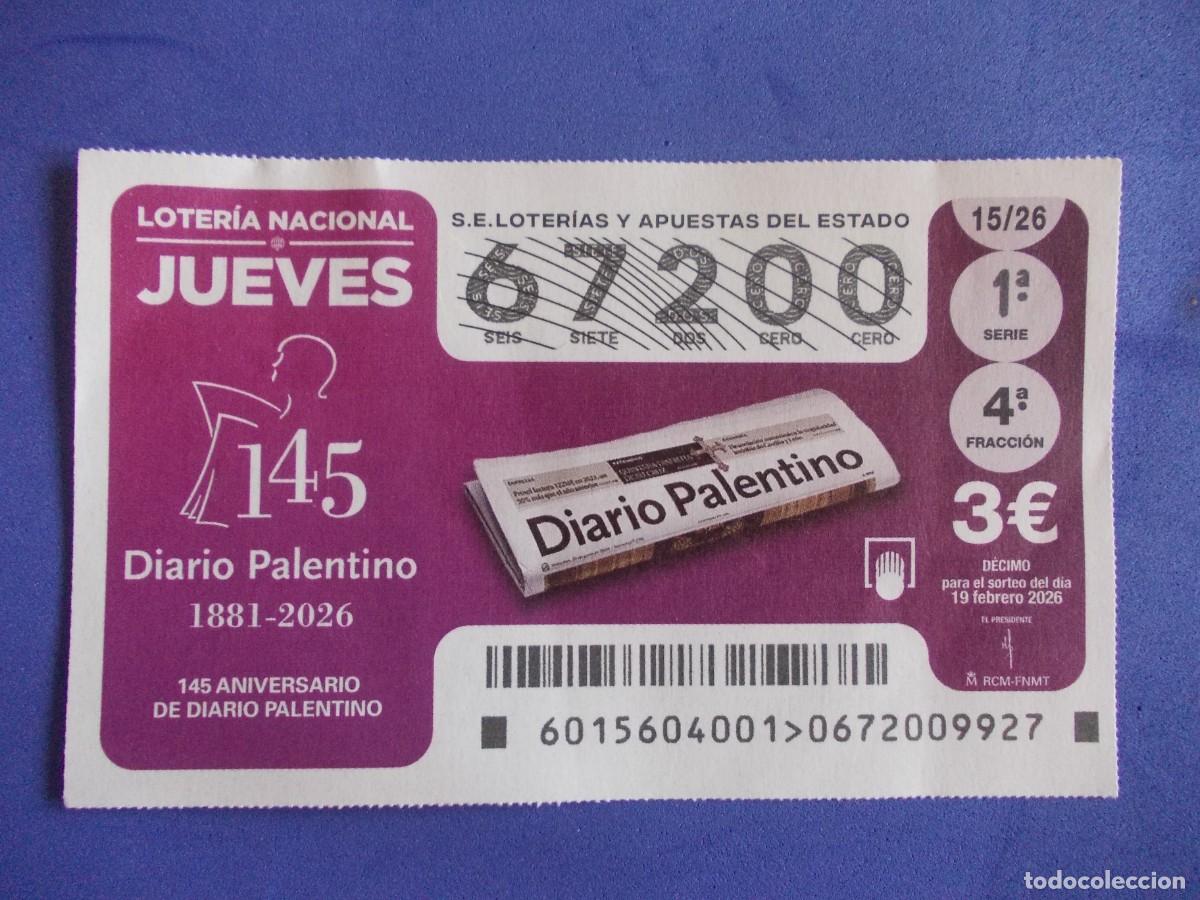 Loterie Nationale: Decimo Loteria Nacional Jueves 19 Febrero 2026 145 Aniversario Diario Palentino Periodico Palencia