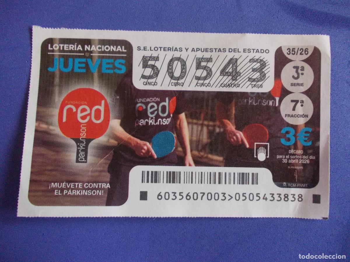 Lotaria Nacional: D&eacute;cimo Loter&iacute;a Nacional Jueves Fundaci&oacute;n Red Mu&eacute;vete contra el Parkinson 30 abril 2026 salud