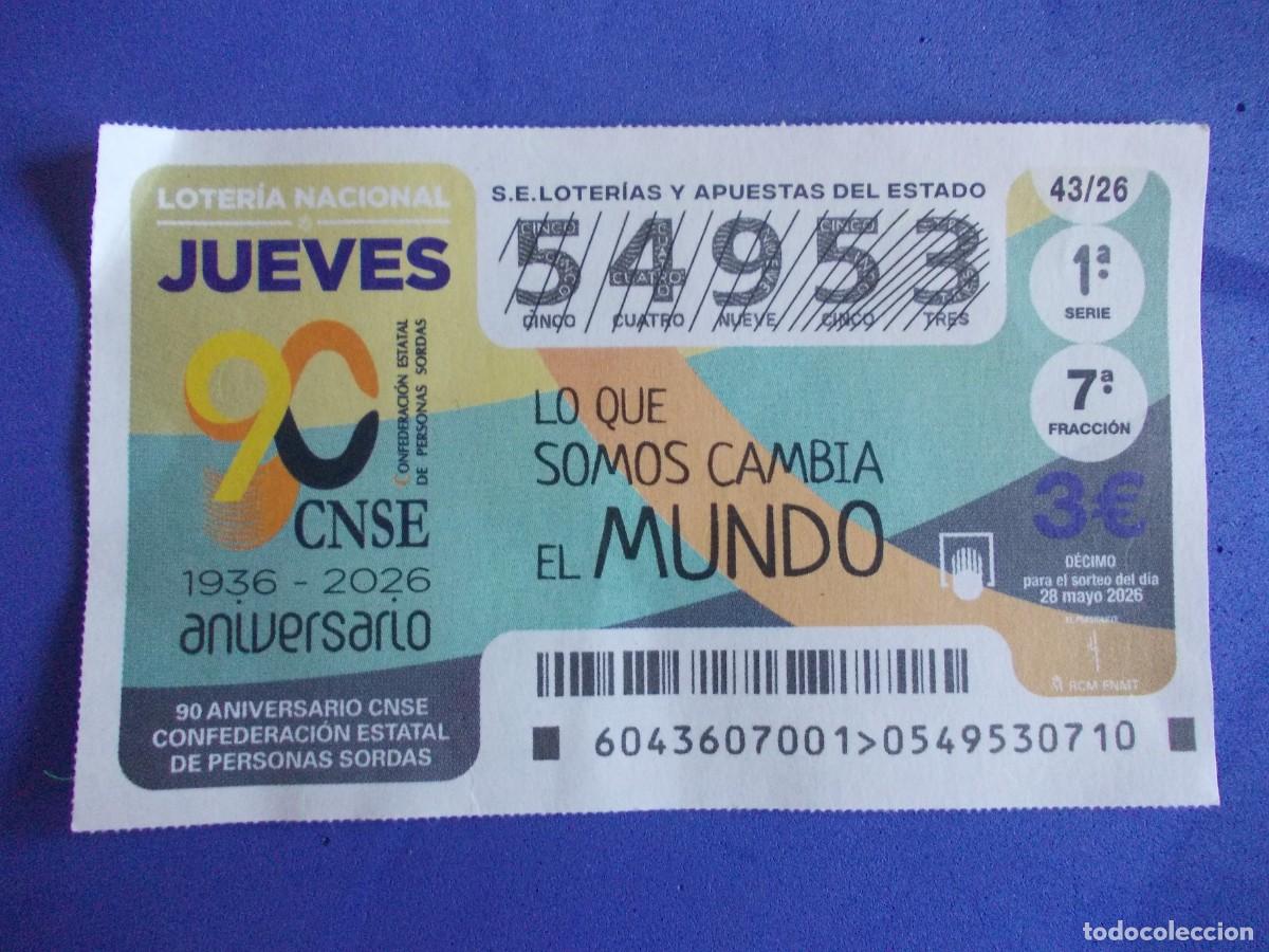 Loterie Nationale: Decimo Loteria Nacional Jueves 28 Mayo 2026 90 Aniversario CNSE Confederacion Personas Sordas Mundo