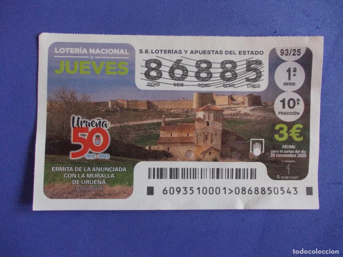 Lotteria Nationale Spagnola: Decimo Loteria Nacional Jueves 20 Noviembre 2025 Urue&ntilde;a 50 Aniversario Ermita Anunciada Valladolid