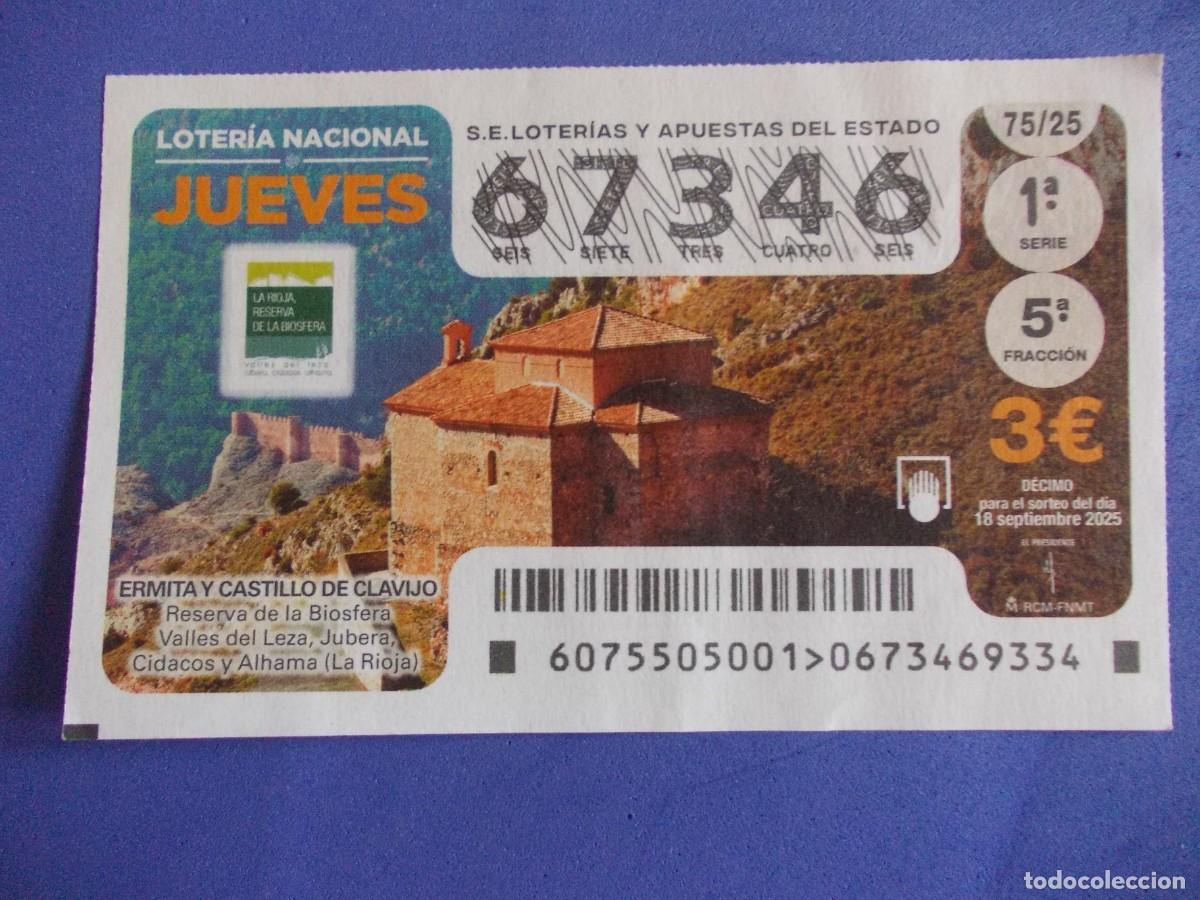 Lotteria Nationale Spagnola: D&eacute;cimo Ermita y Castillo de Clavijo La Rioja Reserva de la Biosfera 18 septiembre 2025 patrimonio
