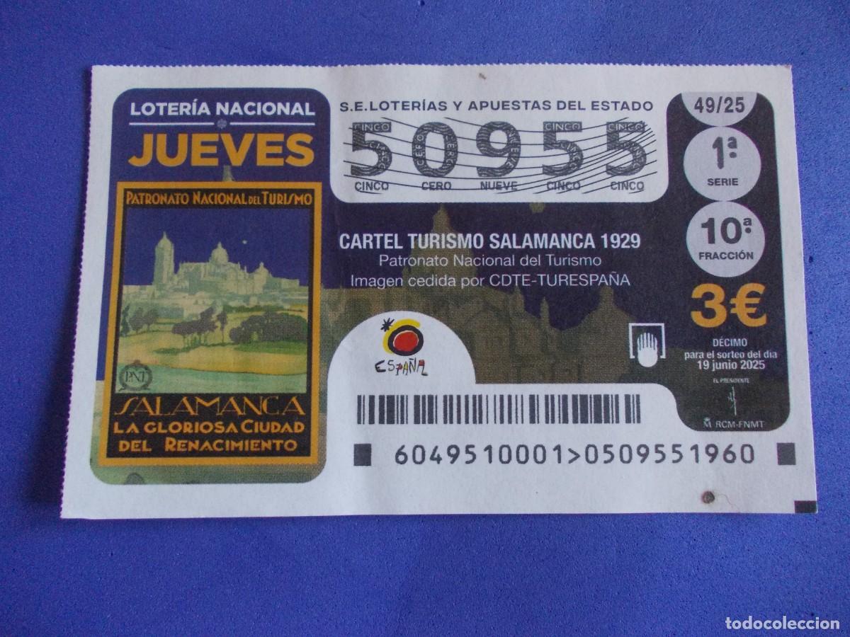 Lotteria Nationale Spagnola: Decimo Loteria Nacional Jueves 19 Junio 2025 Cartel Turismo Salamanca 1929 Patronato Turespa&ntilde;a Joan