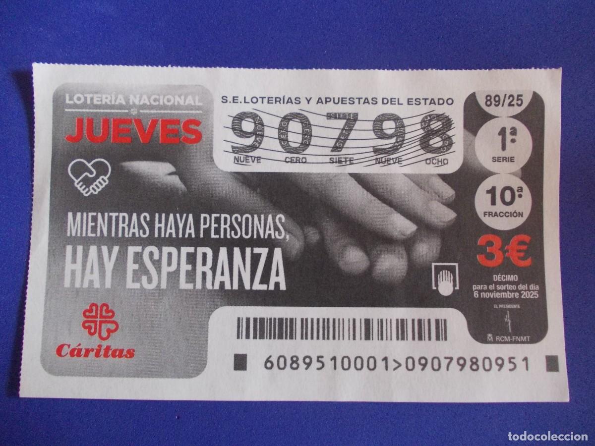 Lotaria Nacional: Decimo Loteria Nacional Jueves 6 Noviembre 2025 Caritas Espa&ntilde;ola Solidaridad Esperanza Manos ONG