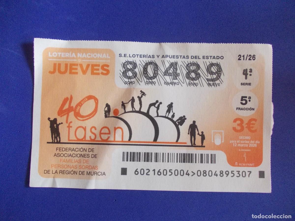 Loterie Nationale: Decimo Loteria Nacional Jueves 12 Marzo 2026 Fasen Murcia 40 Aniversario Personas Sordas Familias