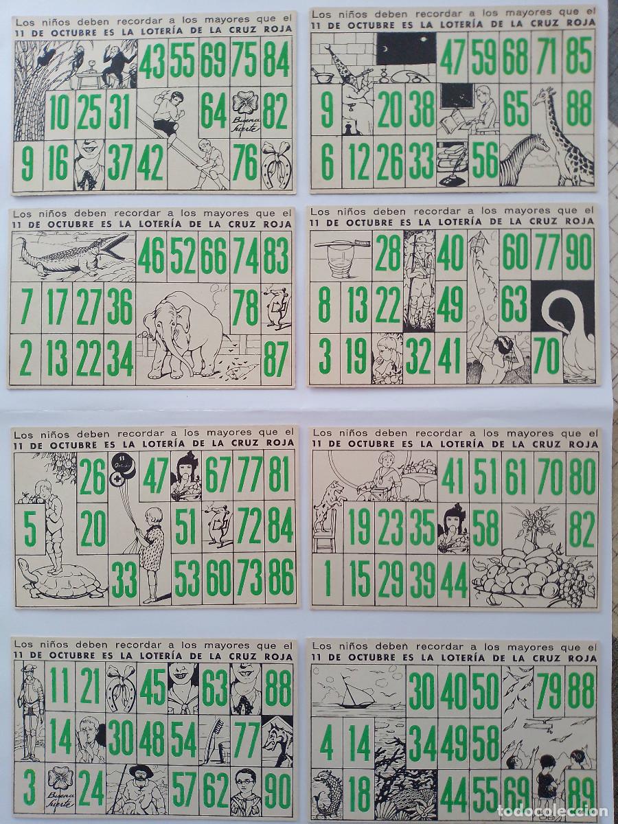 Lotaria Nacional: 11 octubre Loter&iacute;a de la Cruz Roja. 8 cartones. Industrias Gr&aacute;ficas Seix y Barral Hermanos S.A.