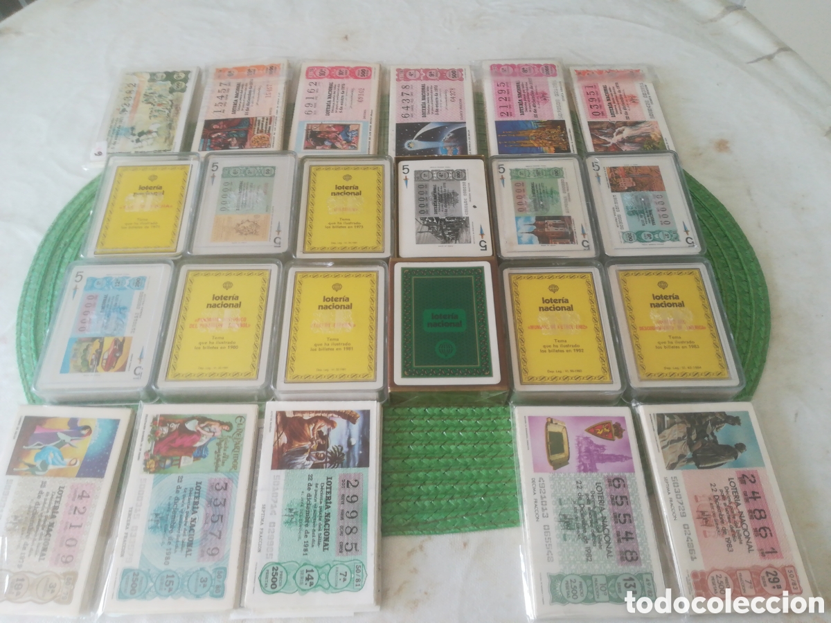 Loterie Nationale: Lote de las 11 barajas editadas por la Loter&iacute;a Nacional con los d&eacute;cimos de sus a&ntilde;os correspondientes