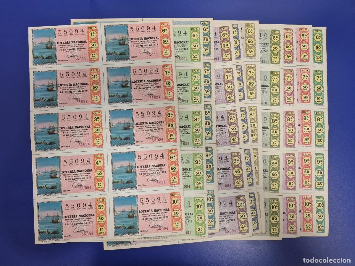 Lotteria Nationale Spagnola: LOTERIA NACIONAL SORTEO 23 DE 1970 SERIE COMPLETA
