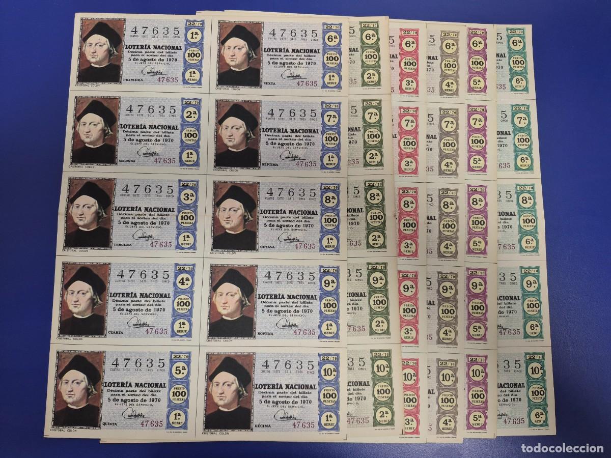 Loter&iacute;a nacional: LOTERIA NACIONAL SORTEO 22 DE 1970 SERIE COMPLETA