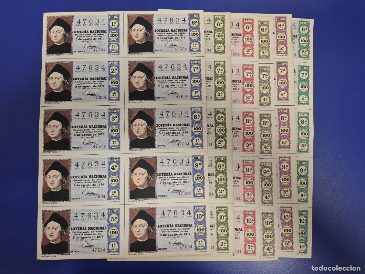 Loter&iacute;a nacional: LOTERIA NACIONAL SORTEO 22 DE 1970 SERIE COMPLETA