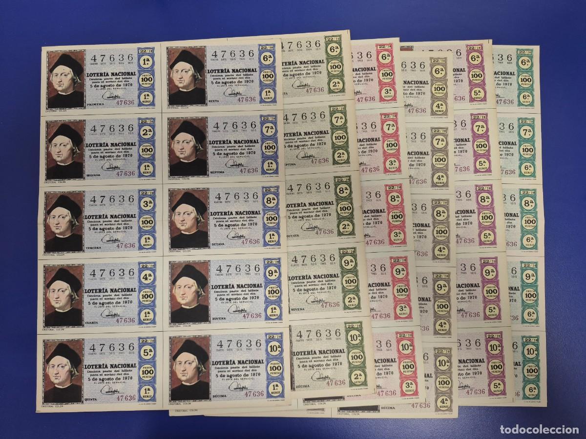 Loter&iacute;a nacional: LOTERIA NACIONAL SORTEO 22 DE 1970 SERIE COMPLETA