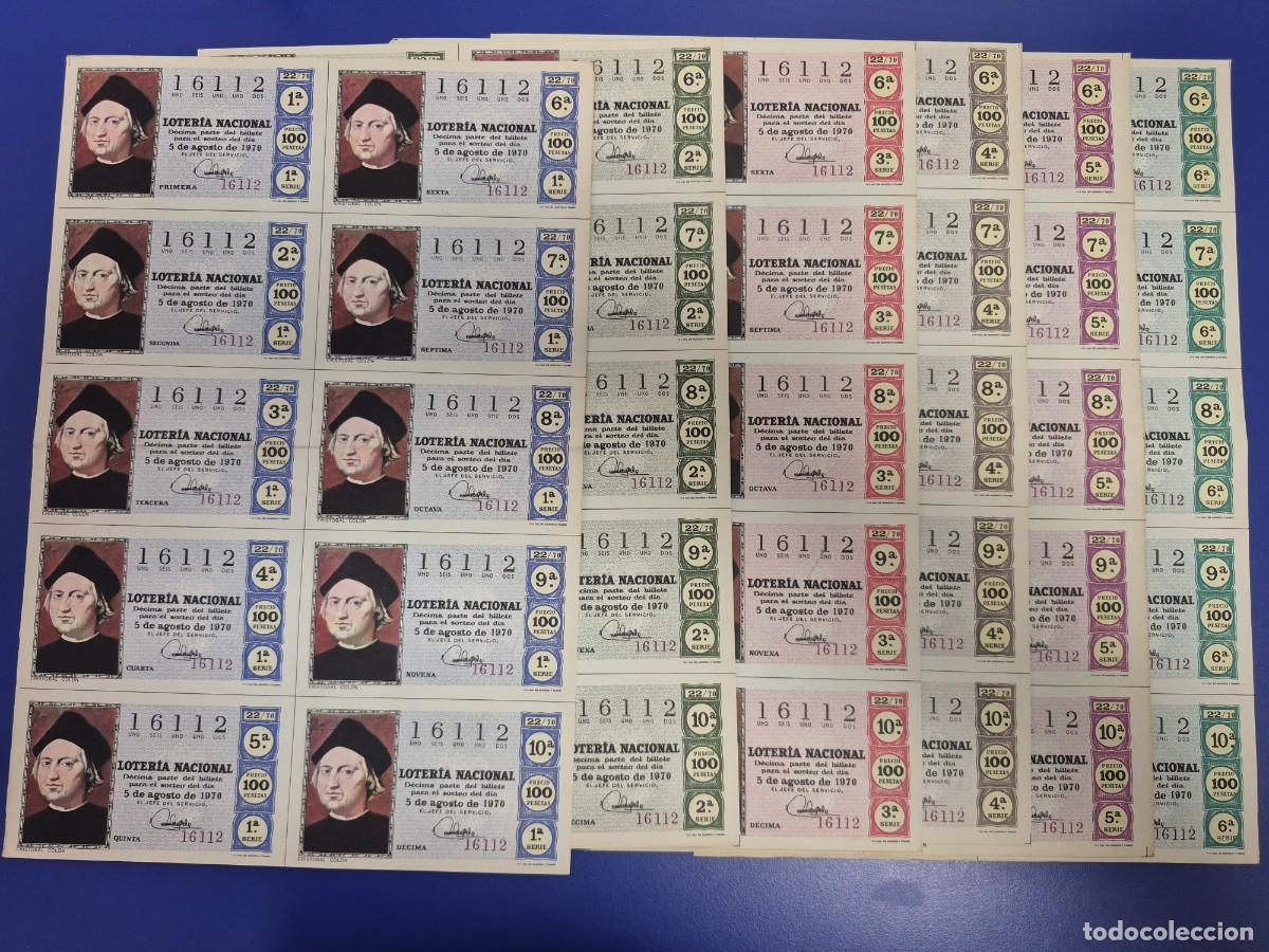 Loter&iacute;a nacional: LOTERIA NACIONAL SORTEO 22 DE 1970 SERIE COMPLETA