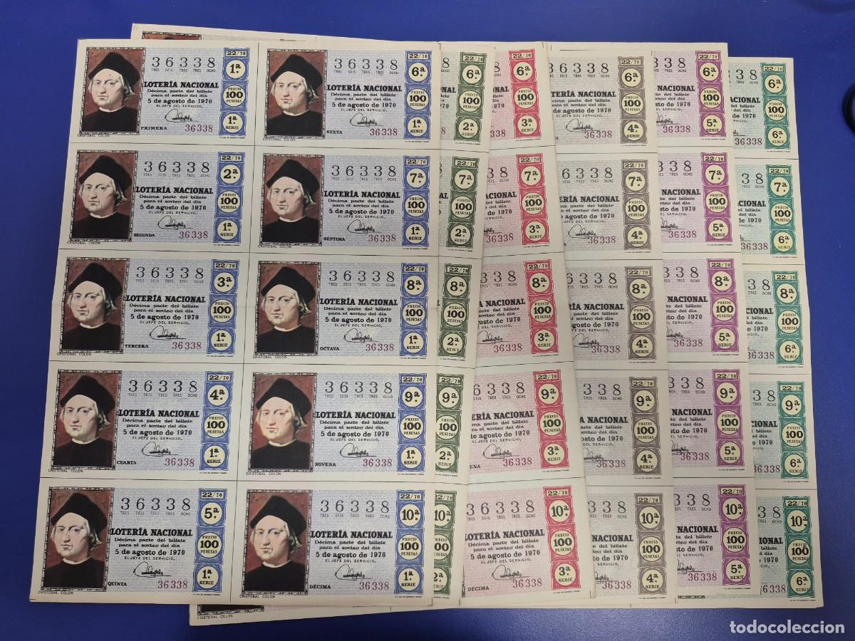 Loter&iacute;a nacional: LOTERIA NACIONAL SORTEO 22 DE 1970 SERIE COMPLETA