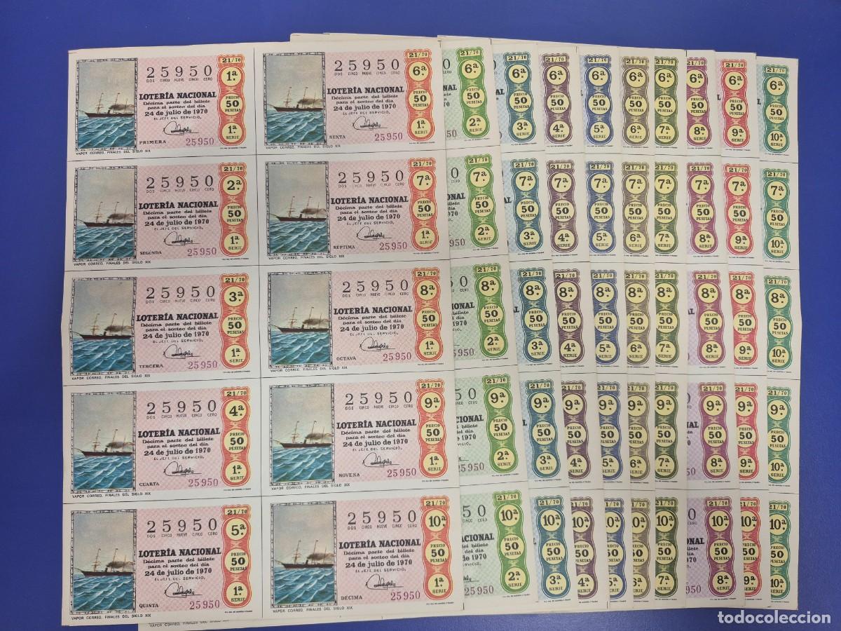 Loter&iacute;a nacional: LOTERIA NACIONAL SORTEO 21 DE 1970 SERIE COMPLETA