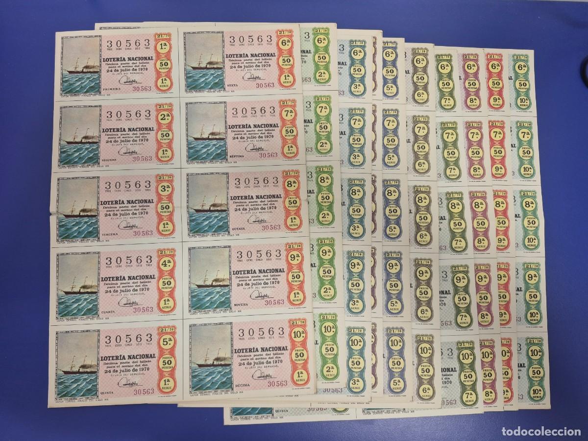 Loter&iacute;a nacional: LOTERIA NACIONAL SORTEO 21 DE 1970 SERIE COMPLETA