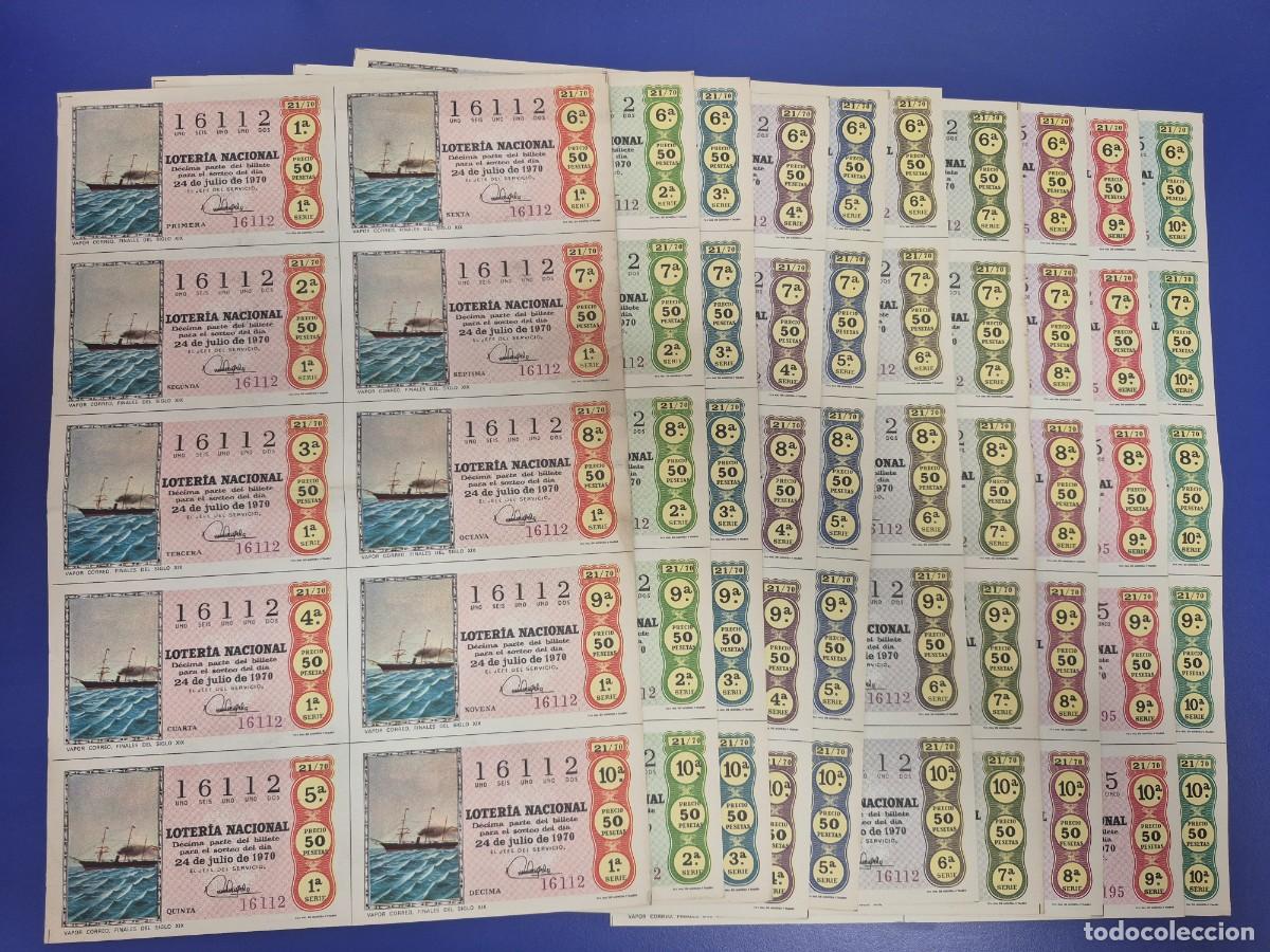 Loter&iacute;a nacional: LOTERIA NACIONAL SORTEO 21 DE 1970 SERIE COMPLETA