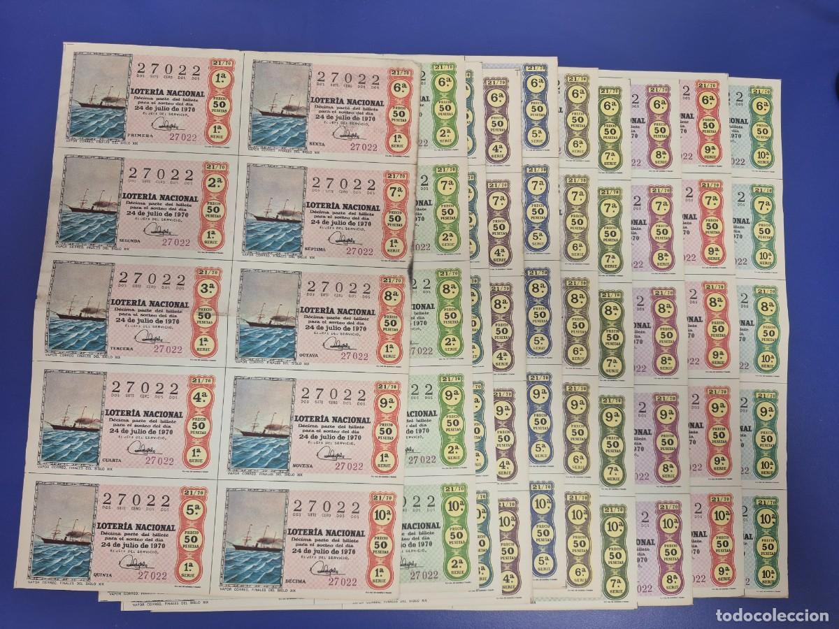 Loter&iacute;a nacional: LOTERIA NACIONAL SORTEO 21 DE 1970 SERIE COMPLETA