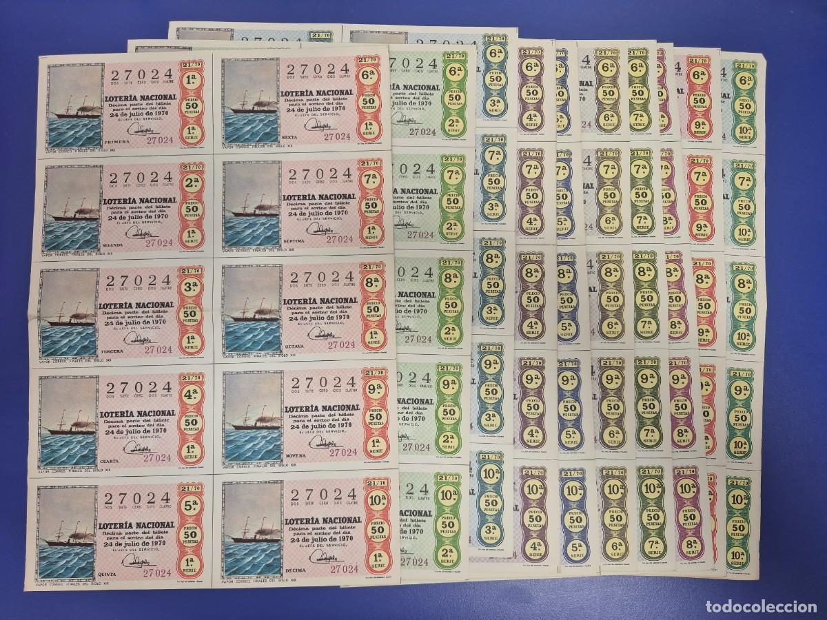 Loter&iacute;a nacional: LOTERIA NACIONAL SORTEO 21 DE 1970 SERIE COMPLETA