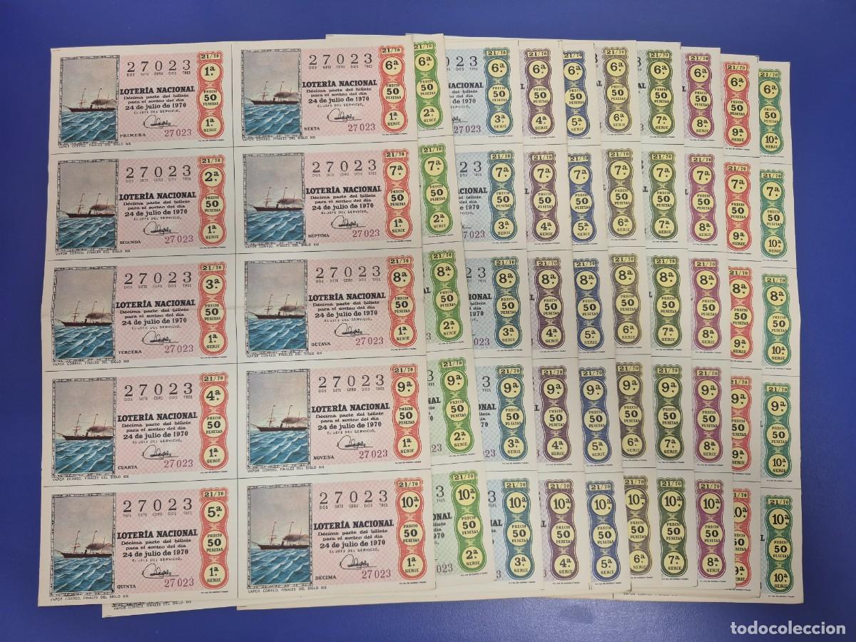 Loter&iacute;a nacional: LOTERIA NACIONAL SORTEO 21 DE 1970 SERIE COMPLETA