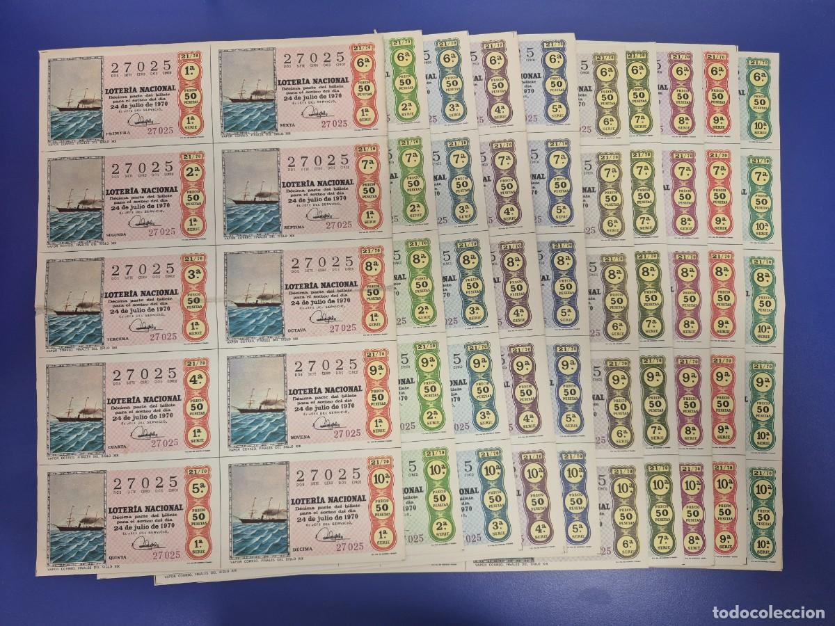 Loter&iacute;a nacional: LOTERIA NACIONAL SORTEO 21 DE 1970 SERIE COMPLETA