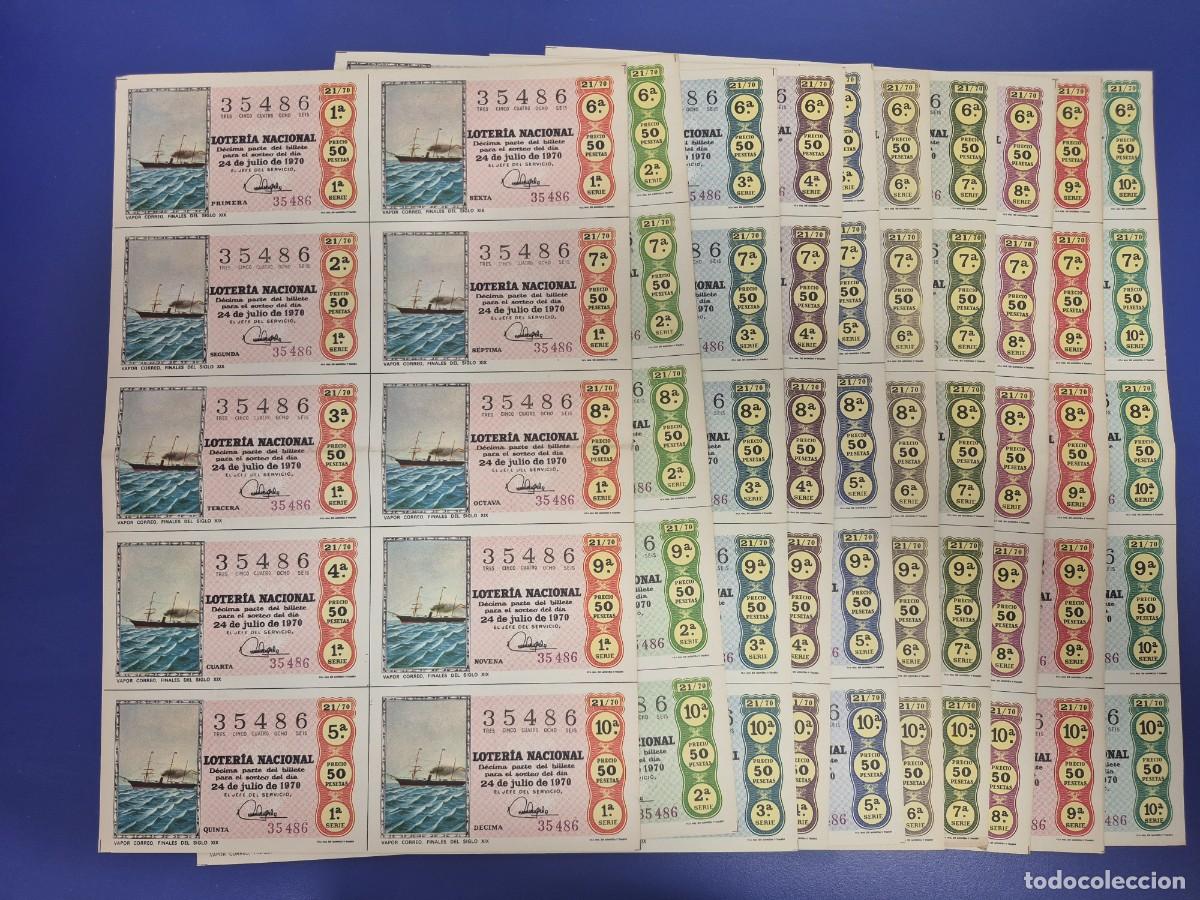 Loter&iacute;a nacional: LOTERIA NACIONAL SORTEO 21 DE 1970 SERIE COMPLETA