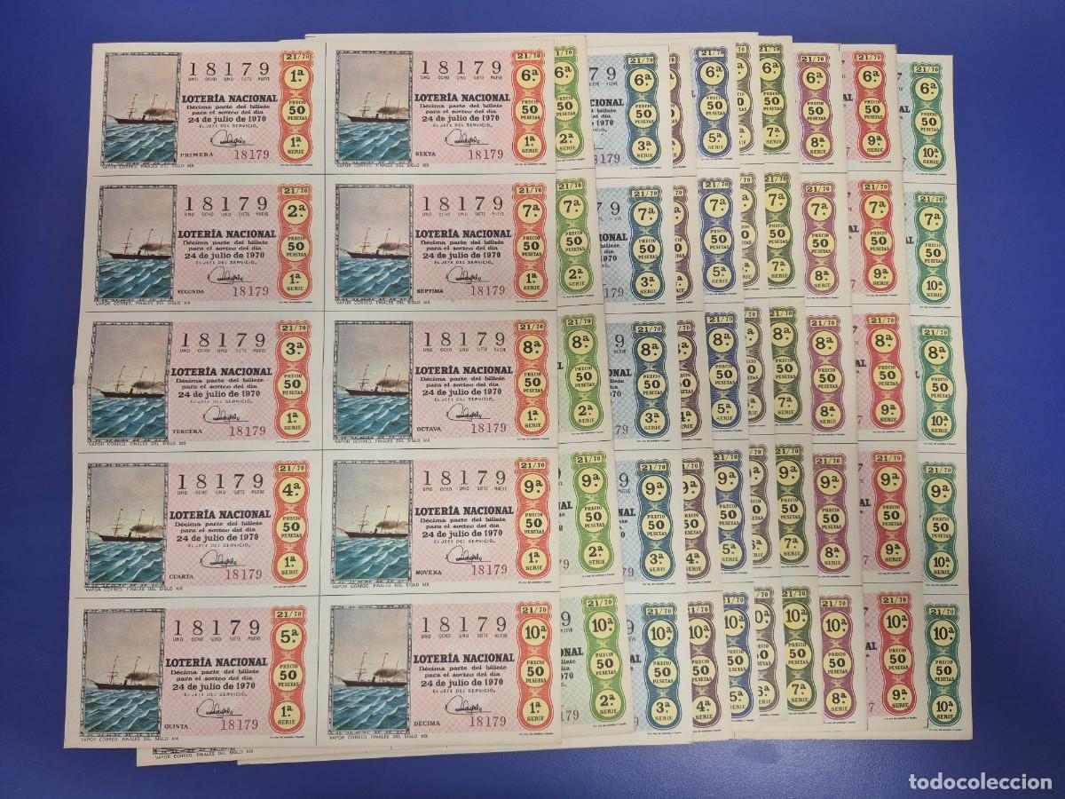 Loter&iacute;a nacional: LOTERIA NACIONAL SORTEO 21 DE 1970 SERIE COMPLETA