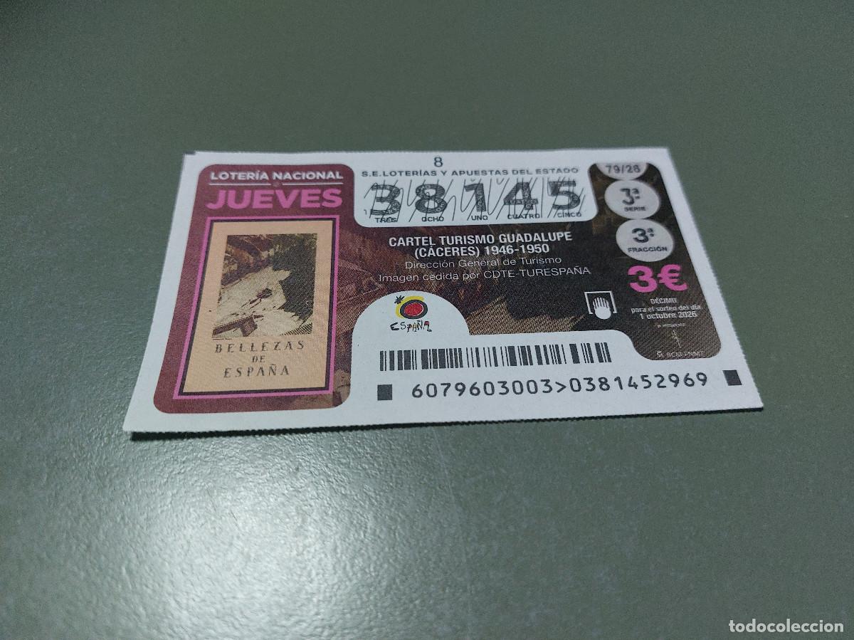 Loter&iacute;a nacional: 38145 79/26 El Jueves. D&eacute;cimo de Loteria Nacional. Buen estado. c-17.
