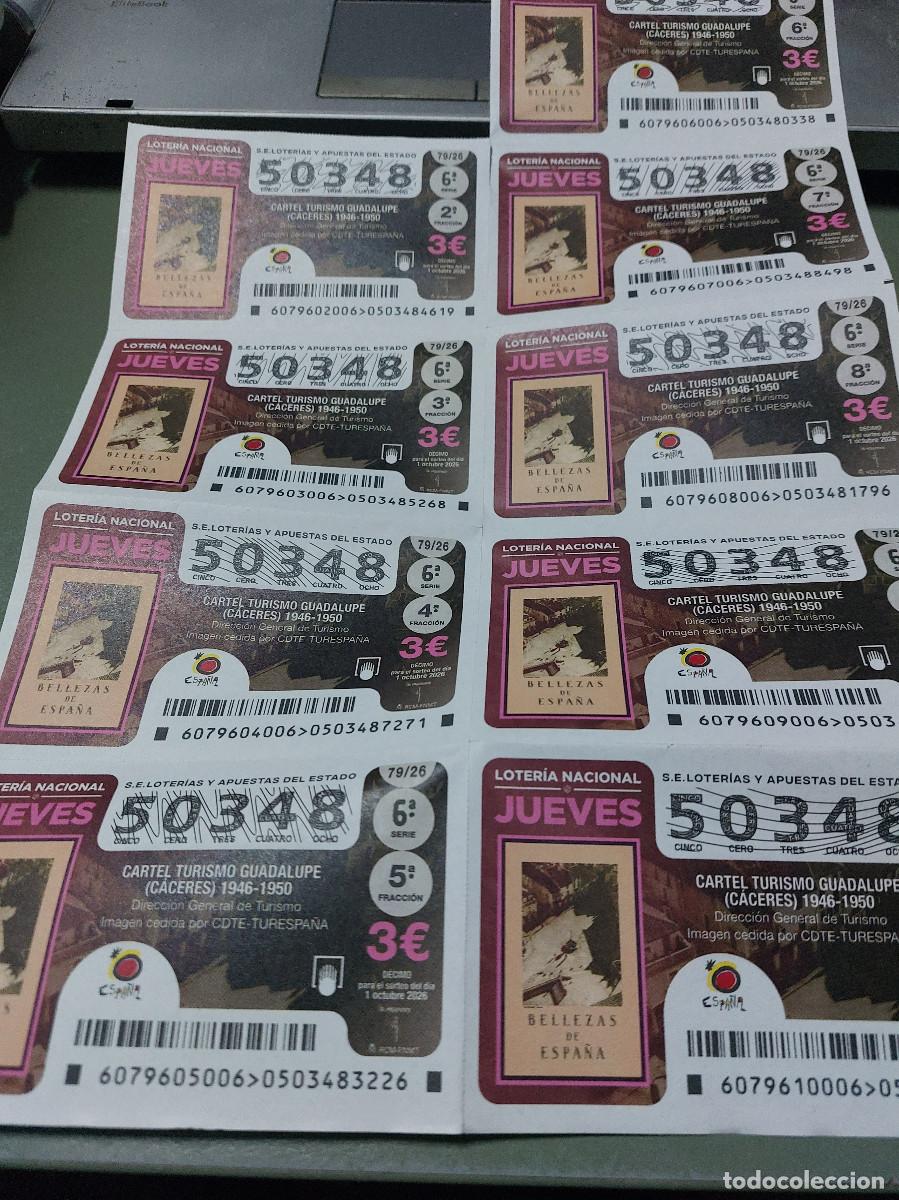 Loter&iacute;a nacional: 50348 79/26 El Jueves. 9 D&eacute;cimo de Loteria Nacional. Buen estado. c-17.