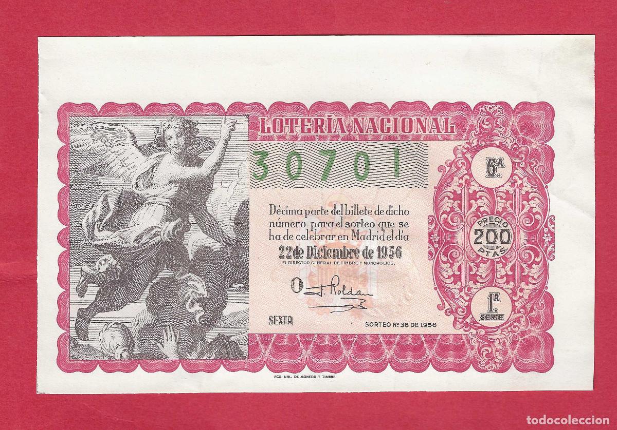 Loter&iacute;a nacional: LOTERIA SORTEO 36 DE 1956 22 DE DICIEMBRE NAVIDAD serie 1&ordf;