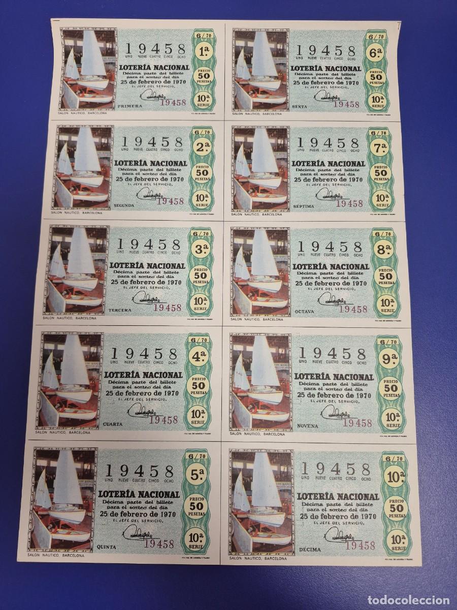 Loter&iacute;a nacional: LOTERIA NACIONAL SORTEO 6 DE 1970 BILLETE COMPLETO SERIE 10