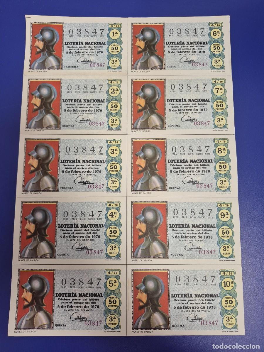 Loter&iacute;a nacional: LOTERIA NACIONAL SORTEO 4 DE 1970 BILLETE COMPLETO SERIE 3