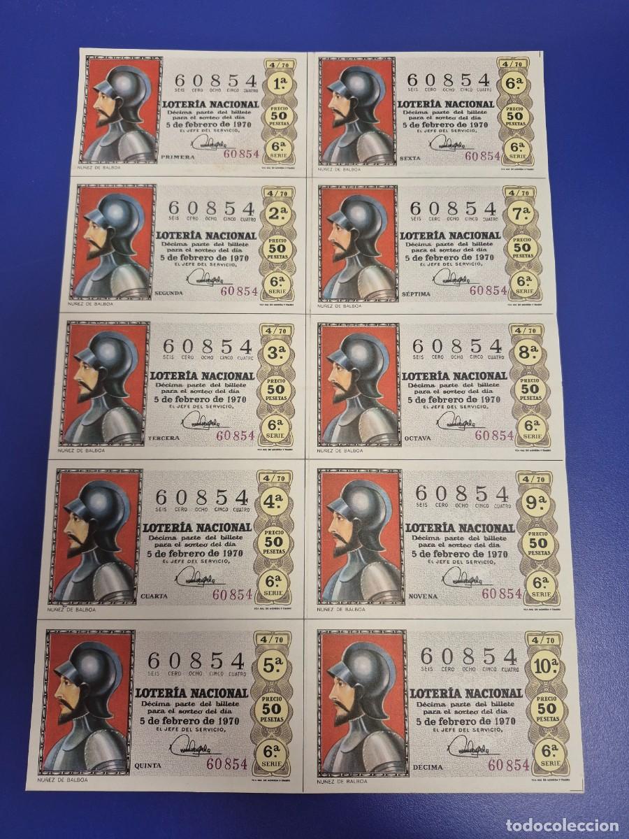 Loter&iacute;a nacional: LOTERIA NACIONAL SORTEO 4 DE 1970 BILLETE COMPLETO SERIE 6