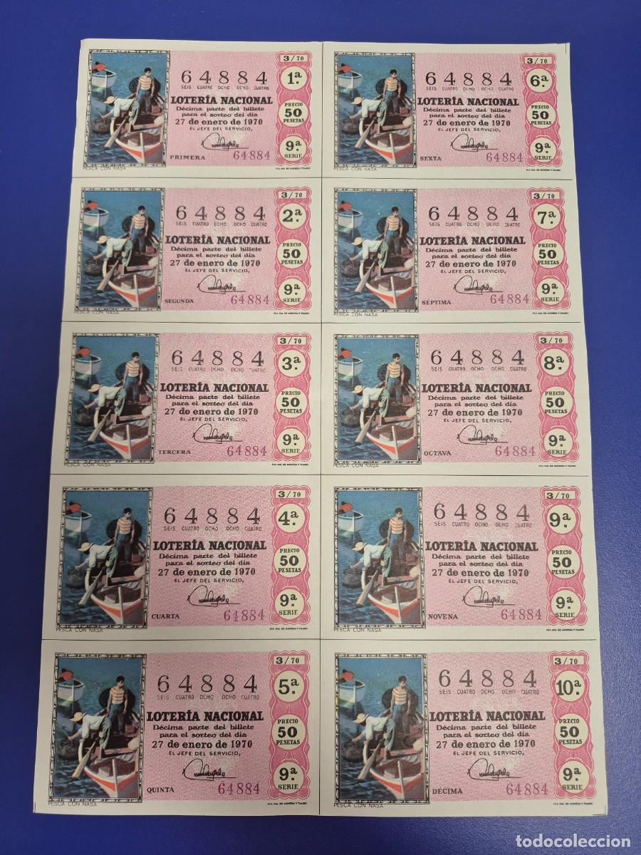 Loter&iacute;a nacional: LOTERIA NACIONAL SORTEO 3 DE 1970 BILLETE COMPLETO SERIE 9