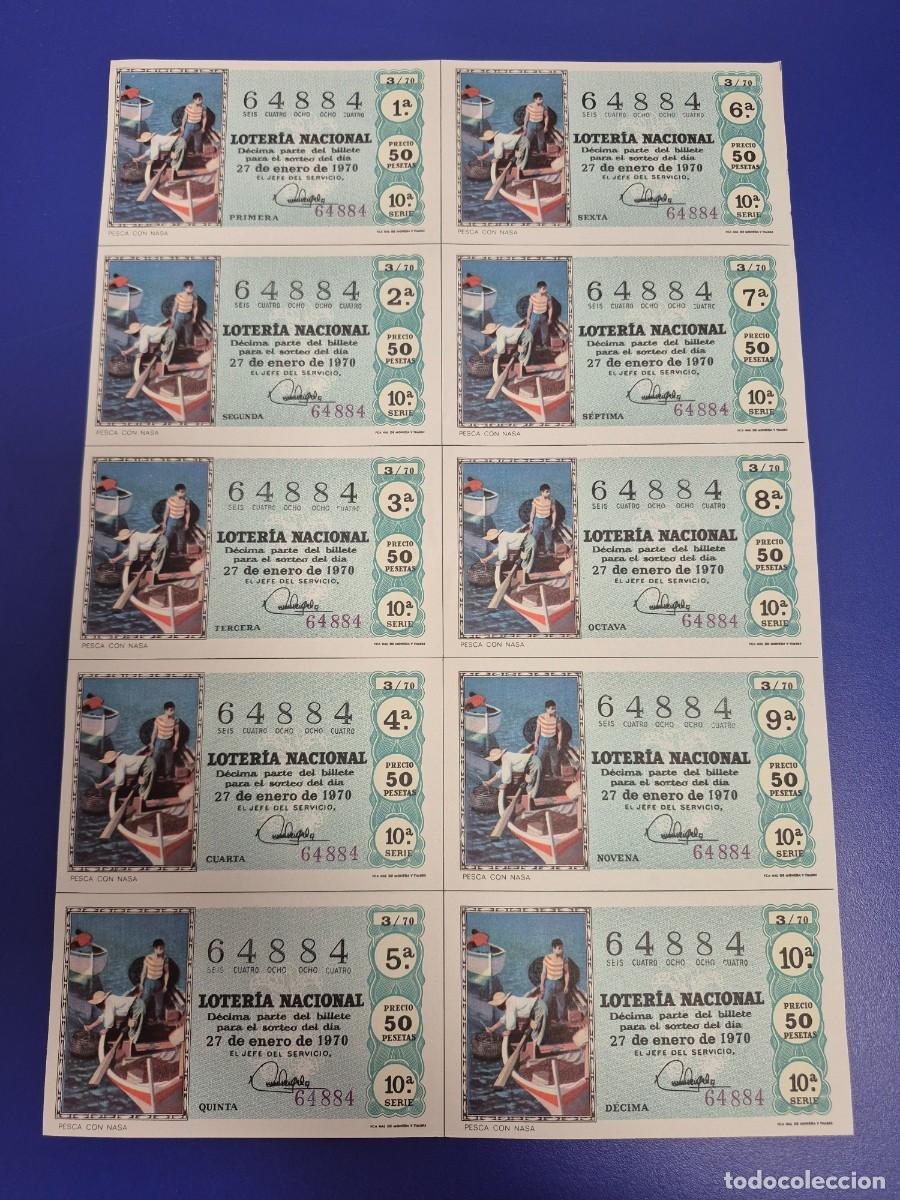 Loter&iacute;a nacional: LOTERIA NACIONAL SORTEO 3 DE 1970 BILLETE COMPLETO SERIE 10