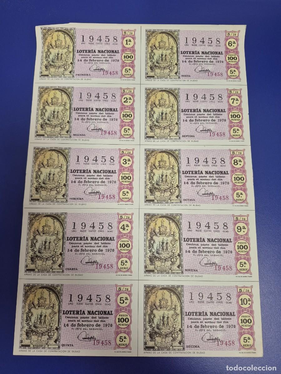 Loter&iacute;a nacional: LOTERIA NACIONAL SORTEO 5 DE 1970 BILLETE COMPLETO SERIE 5