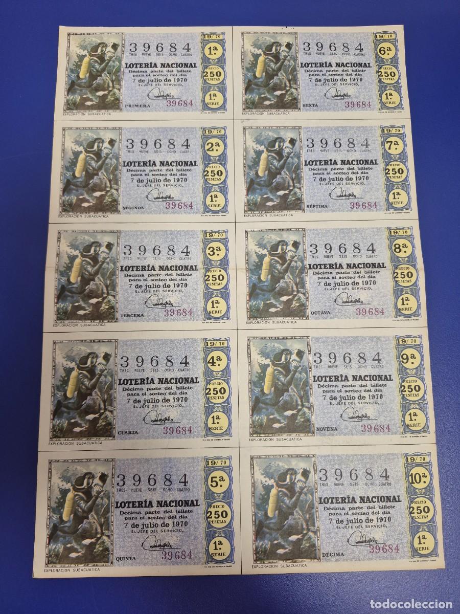 Loter&iacute;a nacional: LOTERIA NACIONAL SORTEO 19 DE 1970 BILLETE COMPLETO SERIE 1