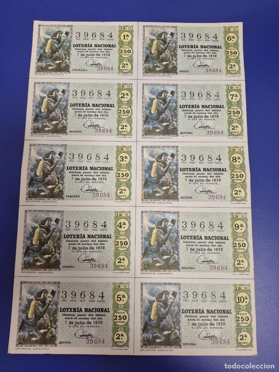 Loter&iacute;a nacional: LOTERIA NACIONAL SORTEO 19 DE 1970 BILLETE COMPLETO SERIE 2
