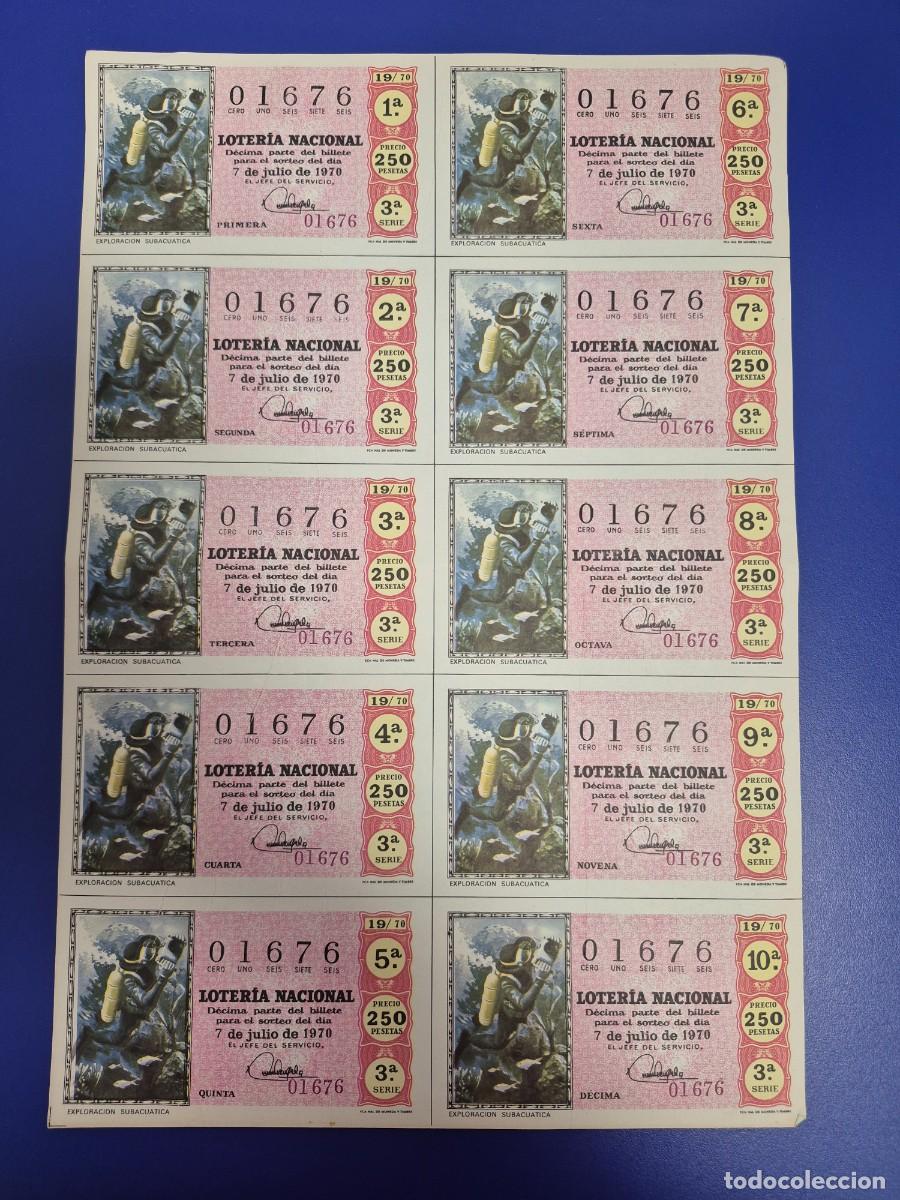Loter&iacute;a nacional: LOTERIA NACIONAL SORTEO 19 DE 1970 BILLETE COMPLETO SERIE 3