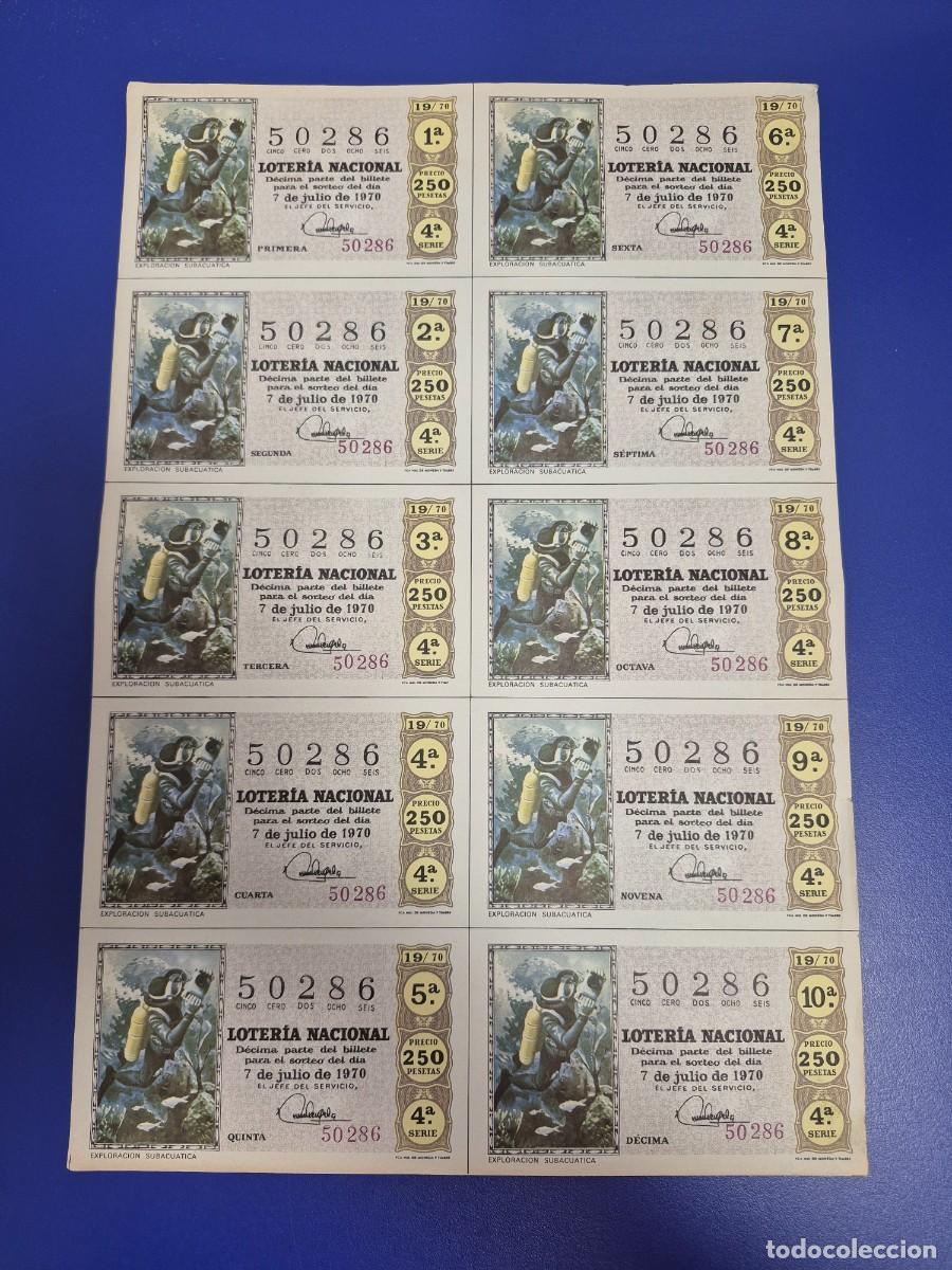 Loter&iacute;a nacional: LOTERIA NACIONAL SORTEO 19 DE 1970 BILLETE COMPLETO SERIE 4