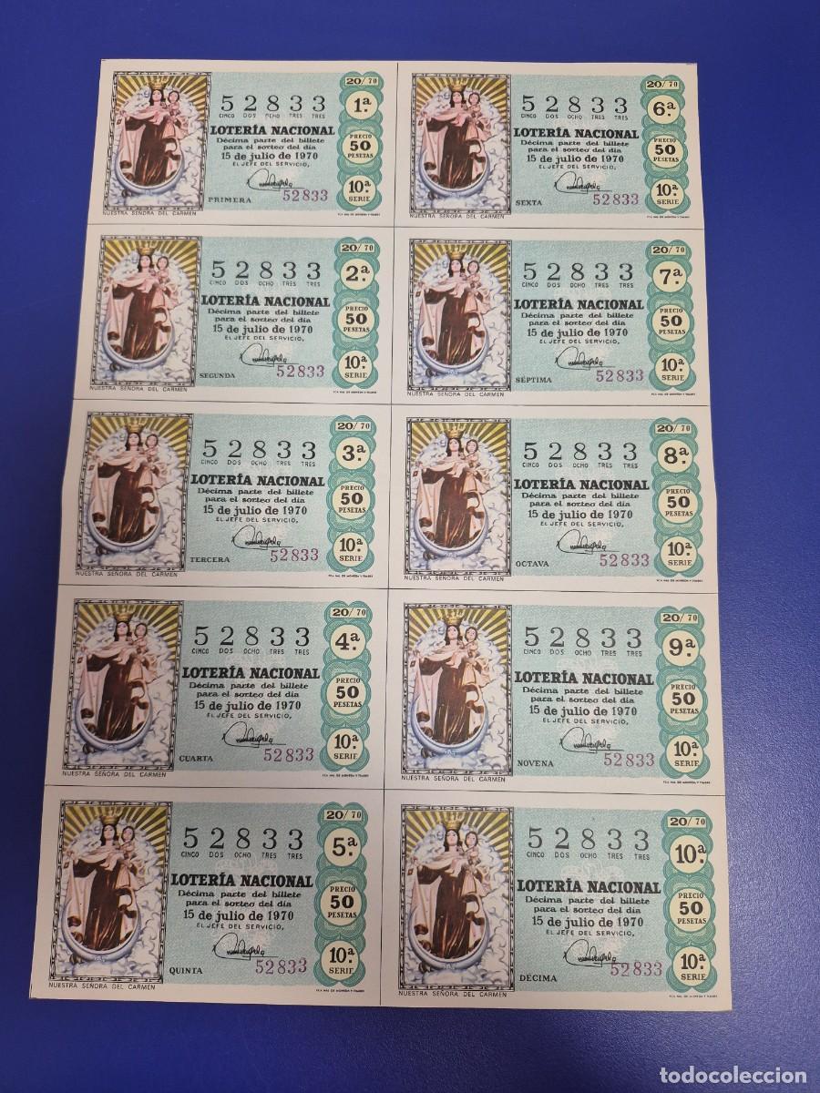 Loter&iacute;a nacional: LOTERIA NACIONAL SORTEO 20 DE 1970 BILLETE COMPLETO SERIE 10