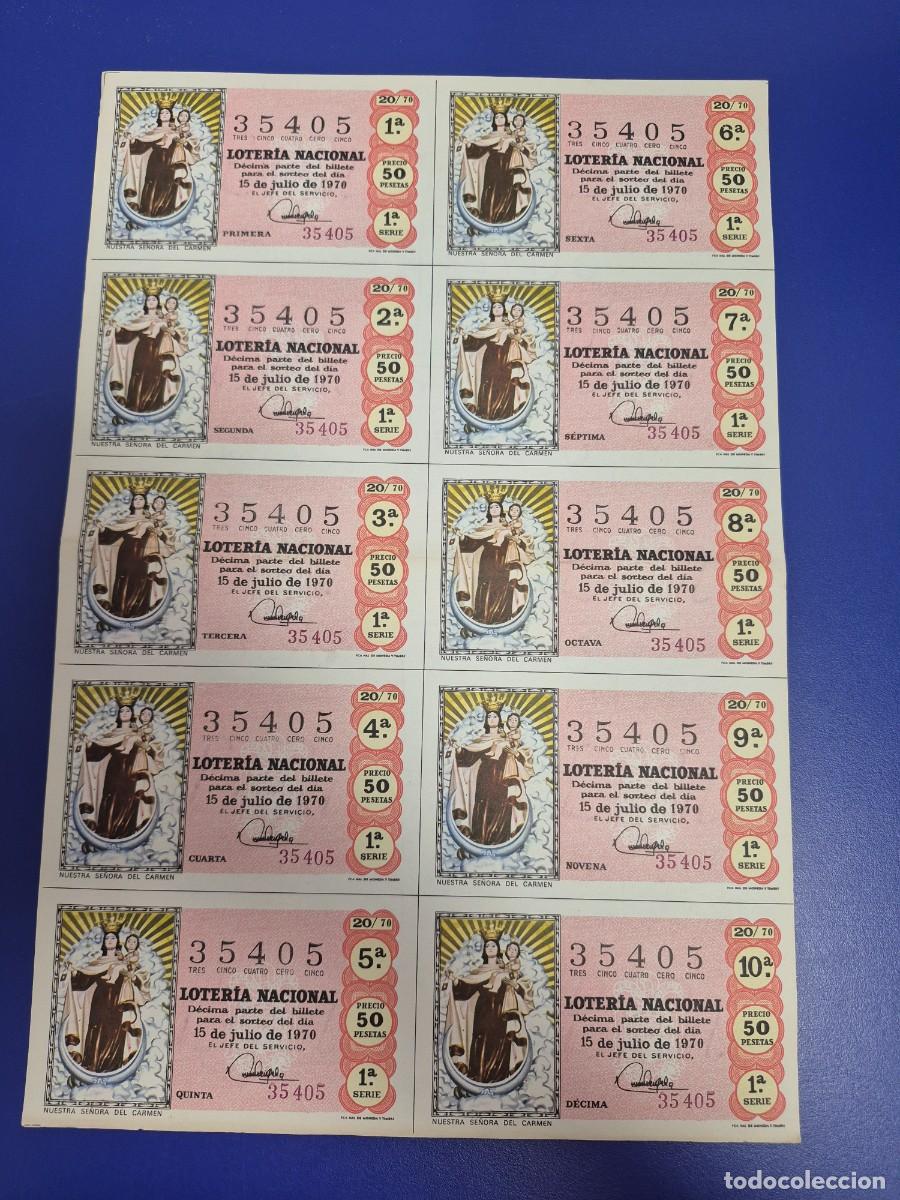 Loter&iacute;a nacional: LOTERIA NACIONAL SORTEO 20 DE 1970 BILLETE COMPLETO SERIE 1